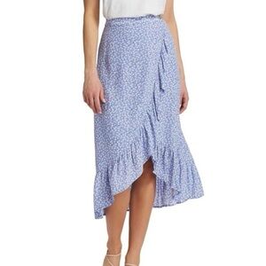 Rails Sz L Nova Blue Floral Dainty Cottagecore Ruffle Midi Skirt